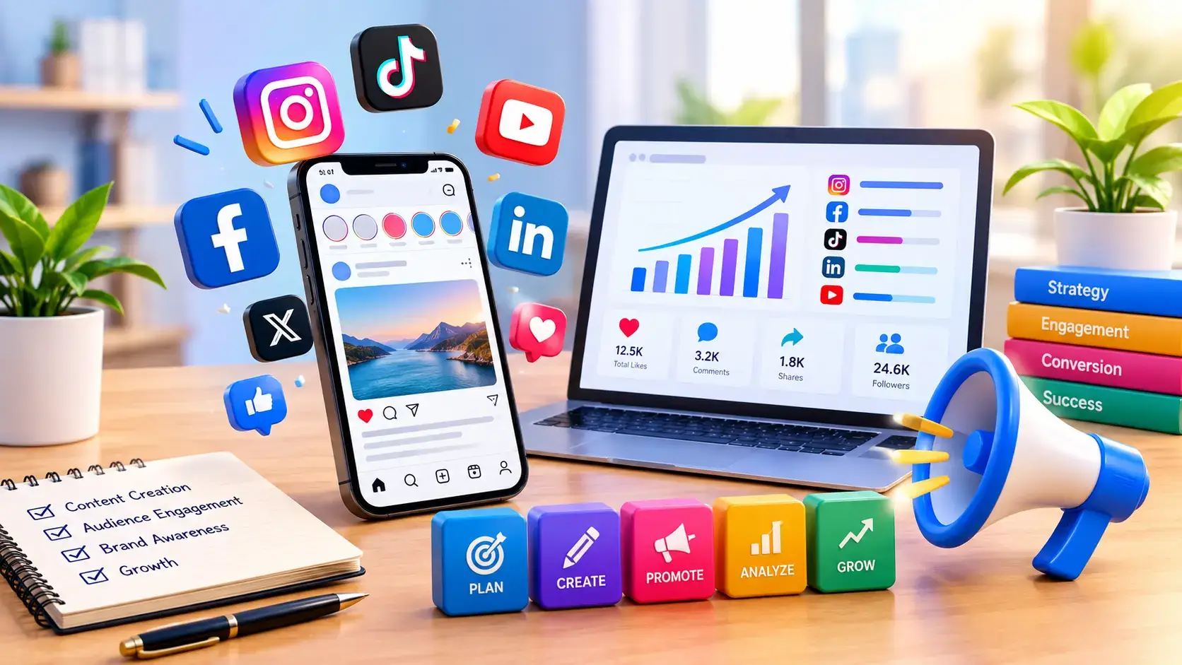Social media marketing strategy and digital audience engagement