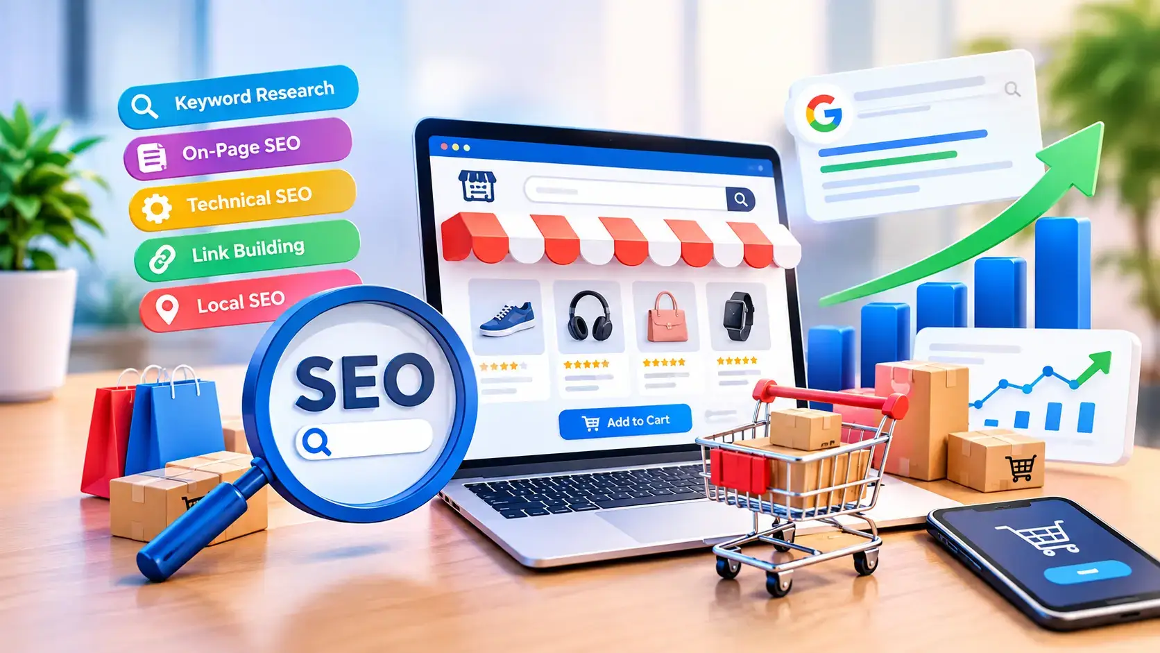 Ecommerce SEO services strategy to increase online store traffic, rankings, and sales